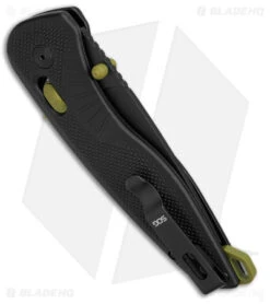 SOG Aegis AT Spring Assisted Tanto Knife Rescue Black (3.1" Black) -Sog SOG Aegis AT Spring Assisted Tanto Knife Rescue Black 3in Black BHQ 176440 td side