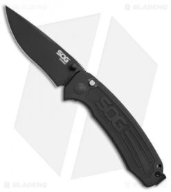 SOG Banner Spring Assisted Knife Black Aluminum (3.5" Black) BA1001
