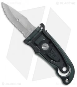 SOG Duo Fixed Blade Knife Black Zytel (2.75" Satin Plain/Serr)