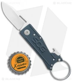 SOG Keytron Clip Point Folding Knife Key Chain Gray (1.9" Satin) KT1004-CP -Sog SOG Keytron CP Key Chain Gray Satin KT1004 CP BHQ 104067 jr bottlecap