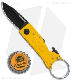 SOG Keytron Clip Point Folding Knife Key Chain Yellow (1.9" Black) KT1005-CP -Sog SOG Keytron CP Key Chain Yellow Black KT1005 CP BHQ 104066 jr bottlecap