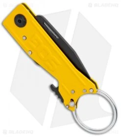 SOG Keytron Clip Point Folding Knife Key Chain Yellow (1.9" Black) KT1005-CP -Sog SOG Keytron CP Key Chain Yellow Black KT1005 CP BHQ 104066 jr side