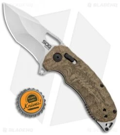 SOG KIKU XR XR-Lock Knife Natural Linen Micarta (3" Satin) -Sog SOG Kiku XR Natural Linen Micarta Satin BHQ 99486 jr bottlecap