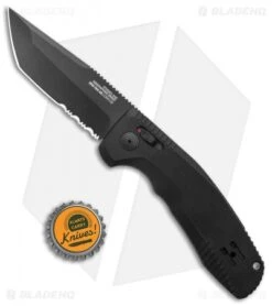 SOG Knives SOG-TAC AU Tanto Automatic Knife Black Aluminum (3.4" Black Serr) 9 SOG Knives SOG-TAC AU Tanto Automatic Knife Black Aluminum (3.4" Black Serr) -Sog SOG Knives SOG TAC AU Auto Tanto Black Black Serr BHQ 119261 jr bottlecap
