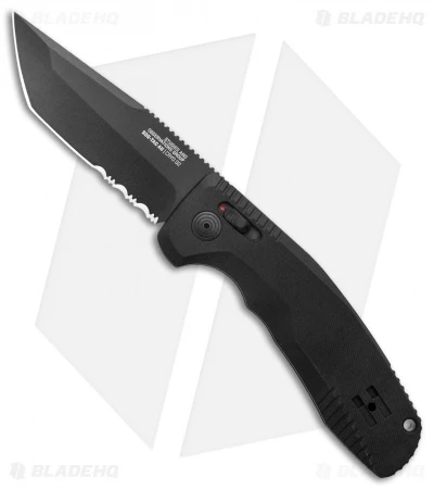 SOG Knives SOG-TAC AU Tanto Automatic Knife Black Aluminum (3.4" Black Serr) 3 SOG Knives SOG-TAC AU Tanto Automatic Knife Black Aluminum (3.4" Black Serr)