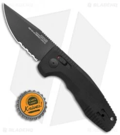 SOG Knives SOG-TAC AU Compact Automatic Knife Black (3" Black Serr) -Sog SOG Knives SOG TAC AU Compact Auto Black Black Serr 15 38 08 57 BHQ 119253 jr bottlecap