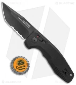 SOG Knives SOG-TAC AU Compact Tanto Automatic Knife Aluminum (2.9" Black Serr) 9 SOG Knives SOG-TAC AU Compact Tanto Automatic Knife Aluminum (2.9" Black Serr) -Sog SOG Knives SOG TAC AU Compact Auto Tanto Black Black Serr BHQ 119255 jr bottlecap