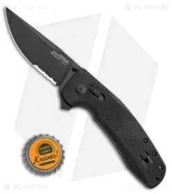 SOG-TAC XR Lock Knife Blackout Black G-10 (3.4" Black Serrated) -Sog SOG TAC XR Lock Knife Blackout Black G 10 Black Serrated BHQ 107729 LS Bottlecap