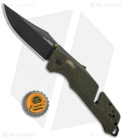 SOG Trident AT-XR Lock Knife OD Green Clip Point (3.7" Black) -Sog SOG Trident AT XR Lock OD Green CP Black BHQ 105698 jr bottlecap