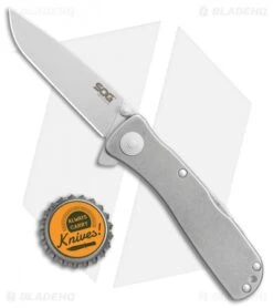 SOG Twitch II LT Assisted Opening Knife Stonewash (2.6" Satin) TWI-18 -Sog SOG Twitch II LT SW Satin TWI 18BX BHQ 77262 jr bottlecap 2