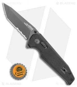 SOG Vision XR Lock Knife Black G-10 (3.4" Black Serrated) -Sog SOG Vision Mk3 Partially Serrated 12 57 02 57 BHQ 107731 LS Bottlecap