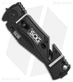 SOG Trident Elite Clip Point Spring Assisted Knife (3.7" Black) TF102 -Sog SOG trident elite clip point black TF102 BHQ 21597 er spine